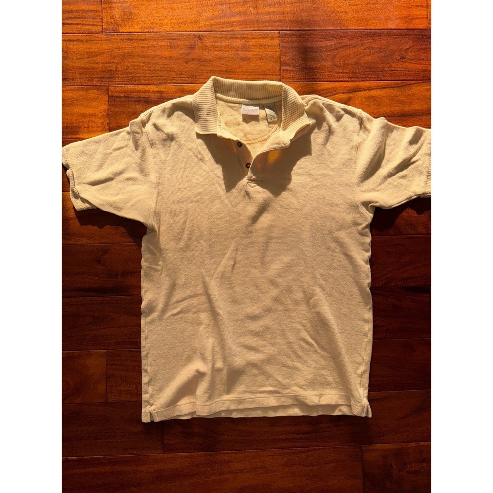 Vintage Fieldmaster Mens Polo Shirt Short‎ Sleeve Light Tan Size M Cotton Blend